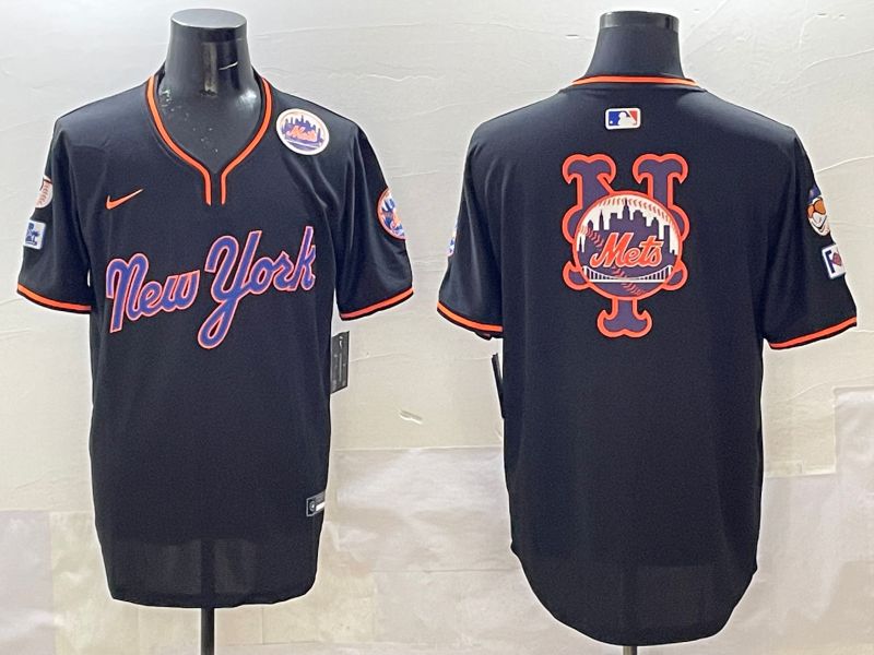 Men New York Mets Blank Black Throwback 2025 Nike MLB Jersey style 5075